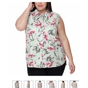 NWT Woman’s tropical Nicole Miller sleeveless button up top. Size xxl